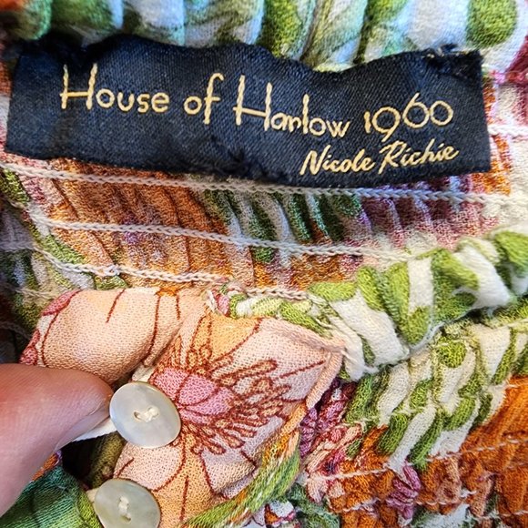 Revolve House of Harlow 1960 Button Front Maxi Floral Skirt S Tassel Hi-Low,Boho - Picture 2 of 16